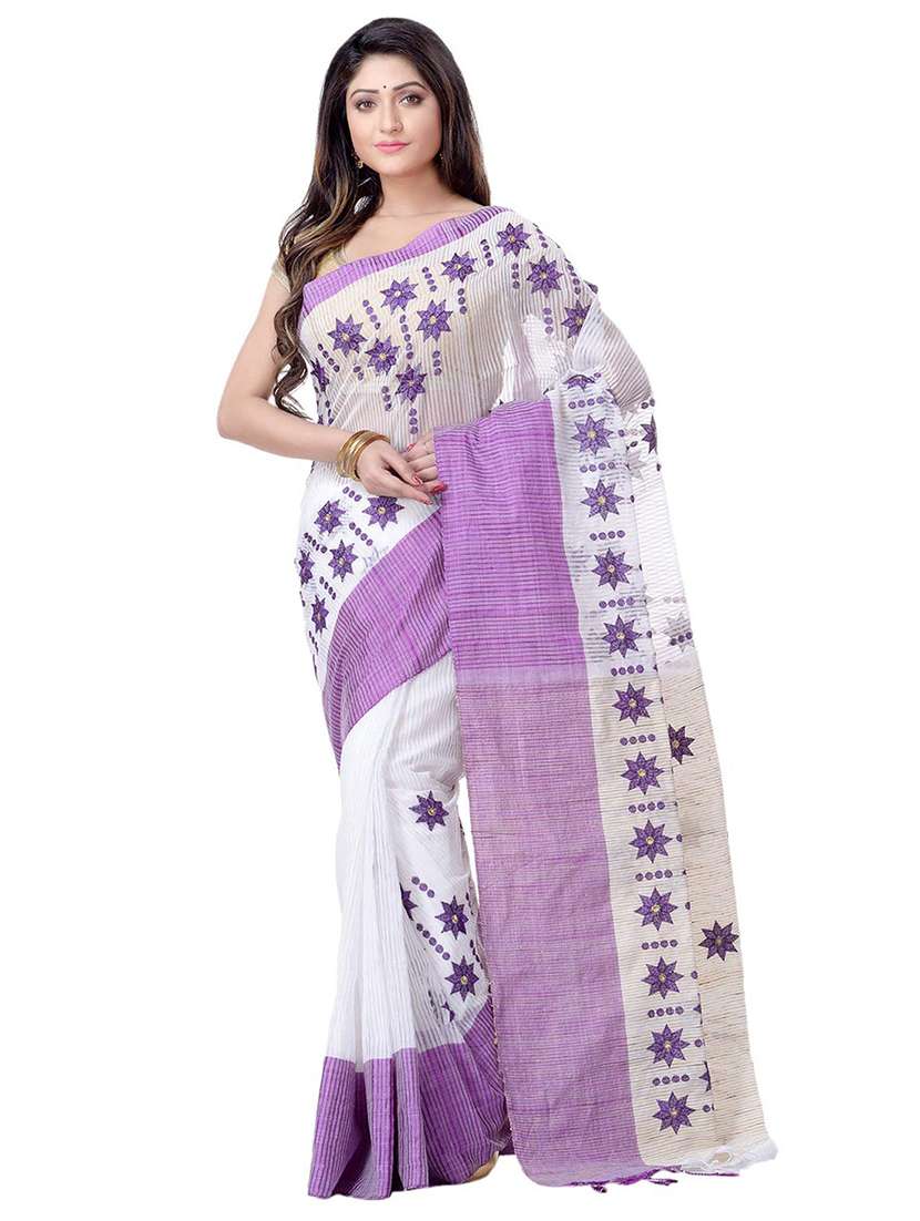 conversational tant saree with blouse