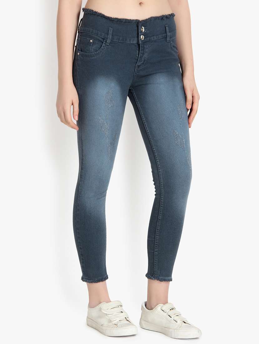 frayed detail stone washed jeans  - 16903287 -  Standard Image - 1