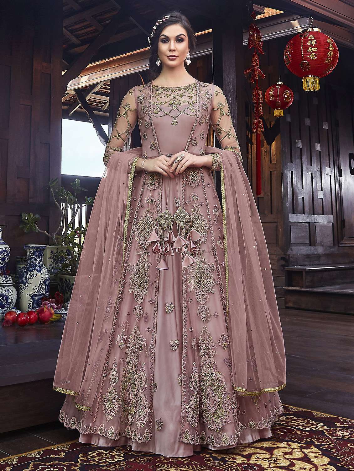 embroidered semi-stitched suit