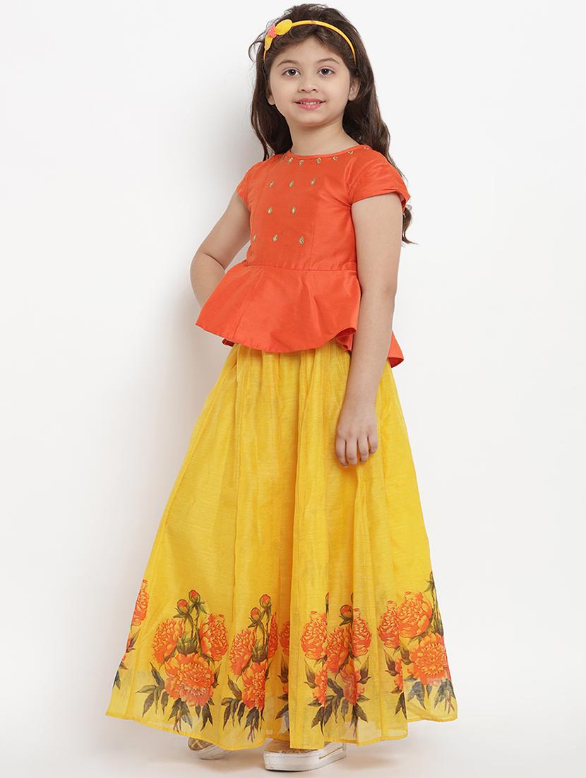 orange silk blend lehenga choli - 16909760 - Standard Image - 1
