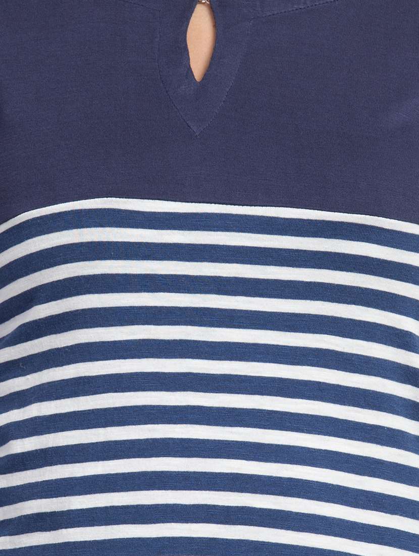 key hole neck striped tee  - 16909782 -  Standard Image - 4