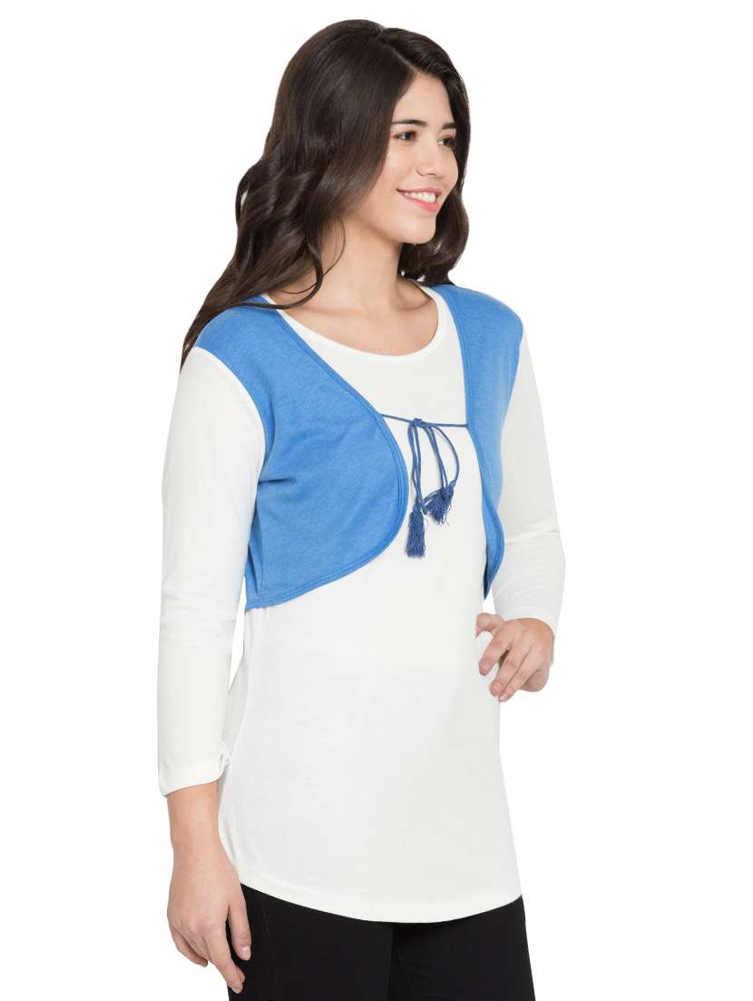 color block tie front tee - 16909789 - Standard Image - 1