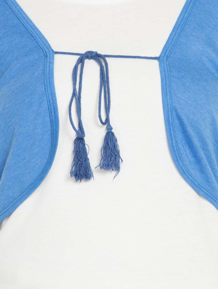 color block tie front tee - 16909789 - Standard Image - 4