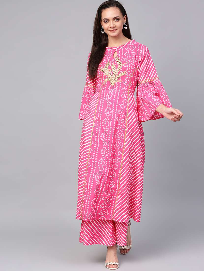 bandhani kurta palazzo set