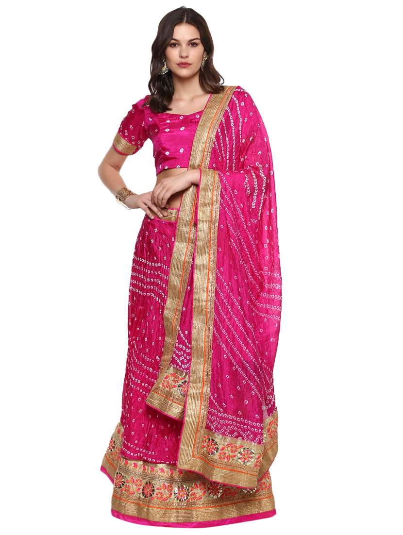 bandhani print a-line lehenga