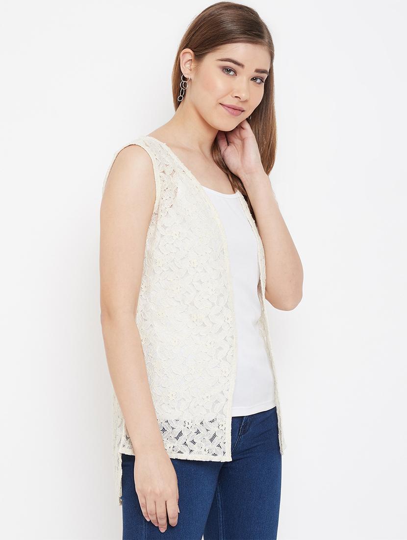 sleeveless laced shrug for women - 16910684 - Standard Image - 1