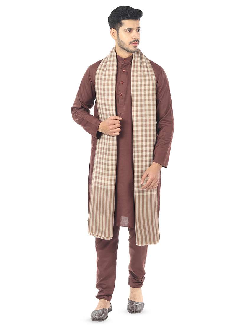 women's checks print stole - 16910921 - Standard Image - 4