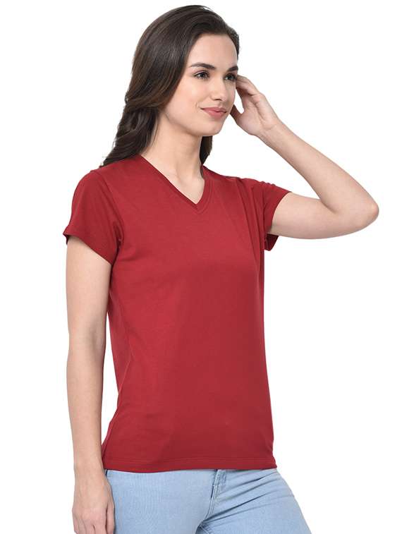 women's plain v neck t-shirt - 16910927 - Standard Image - 1