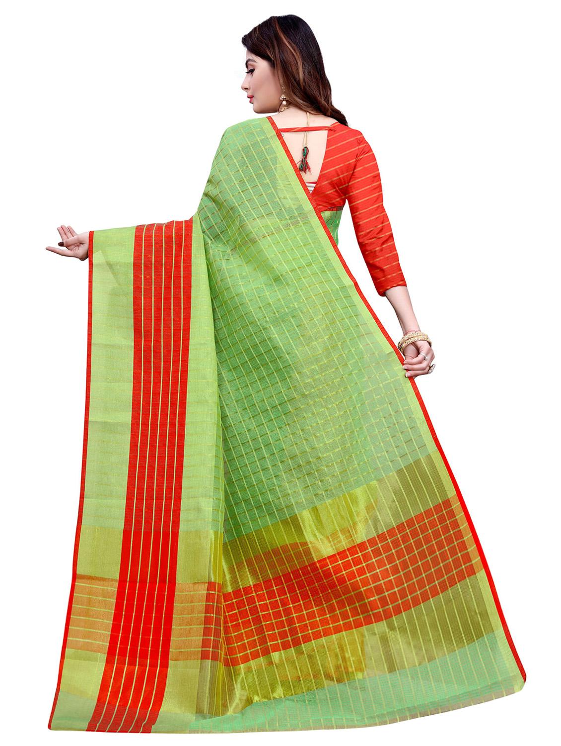 striped tant saree with blouse - 16912503 - Standard Image - 1