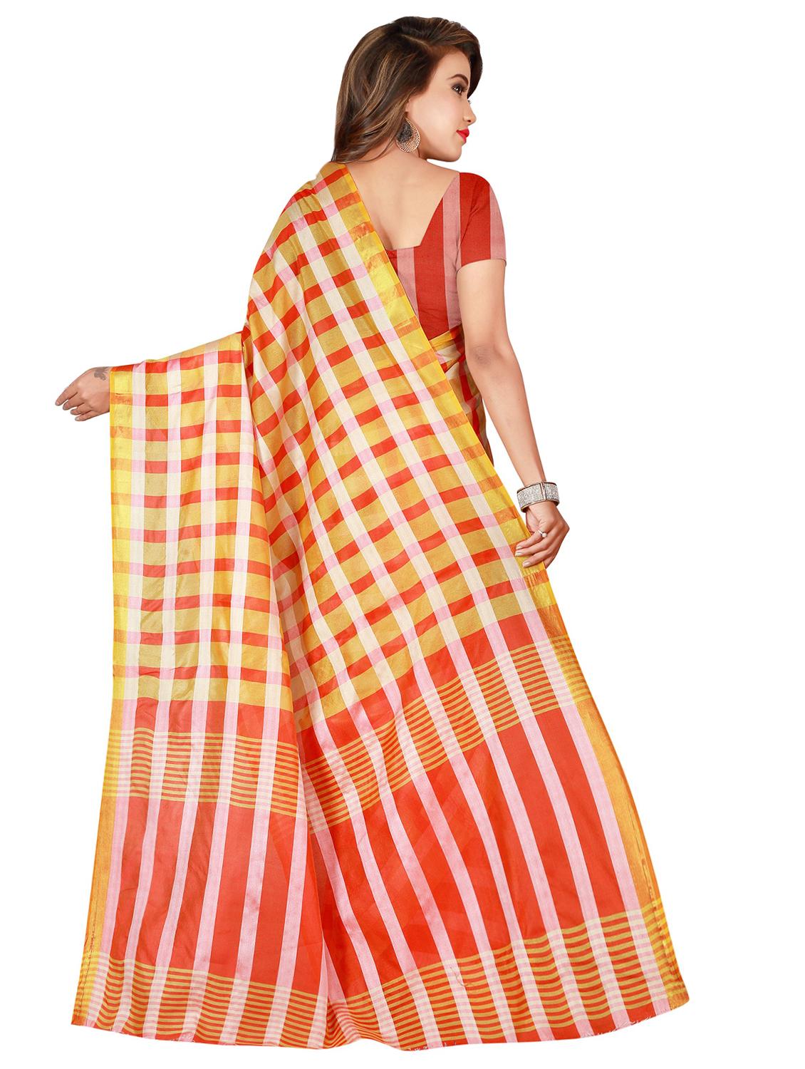 checkered woven saree - 16912521 - Standard Image - 1