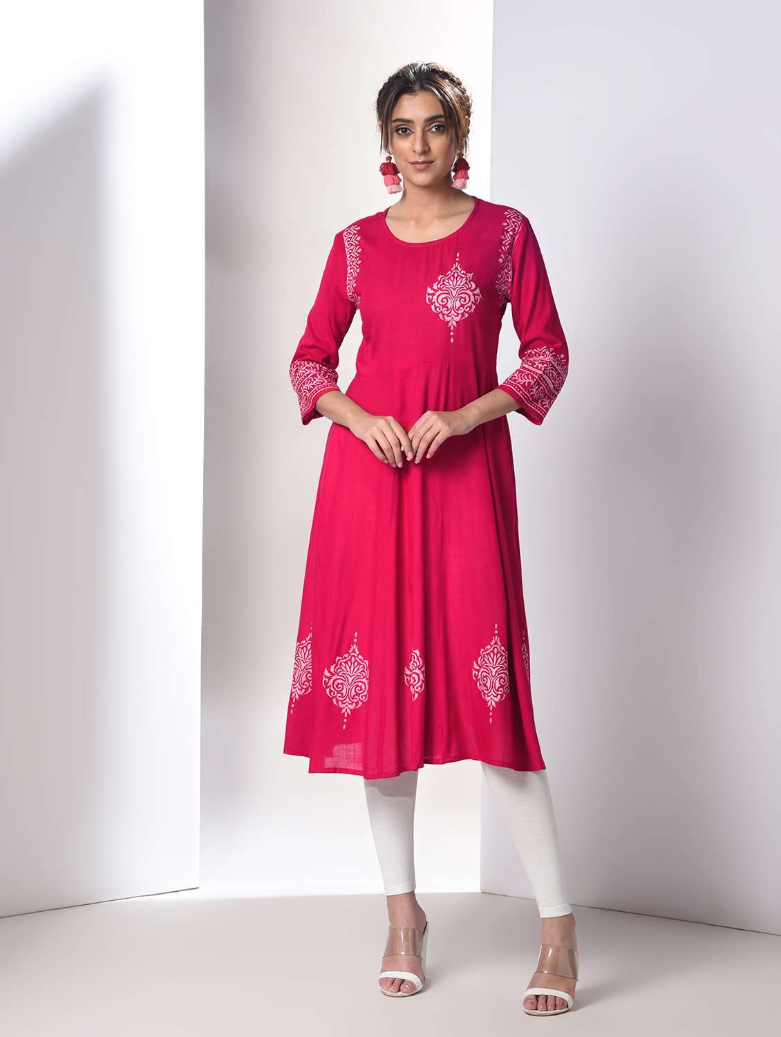block print anarkali kurta
