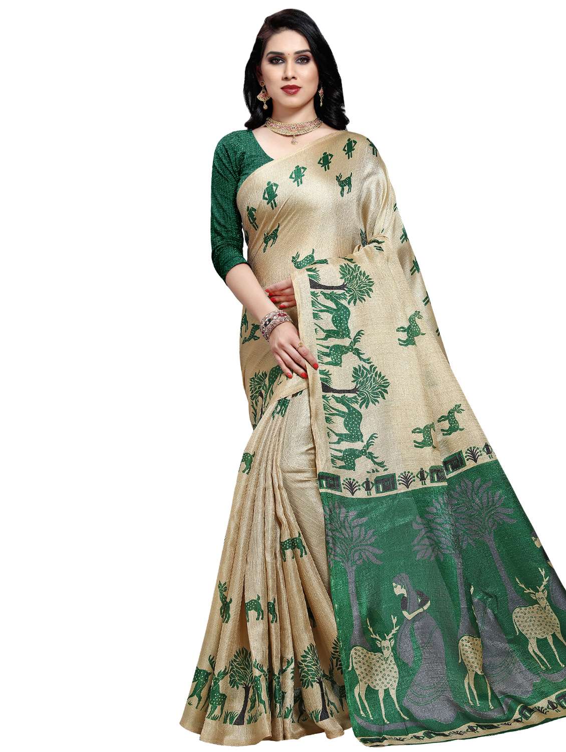 conversational printed saree with blouse
