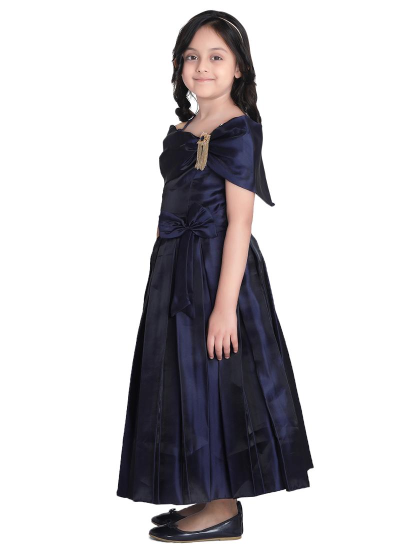 navy blue satin party gown - 16915168 -  Standard Image - 1
