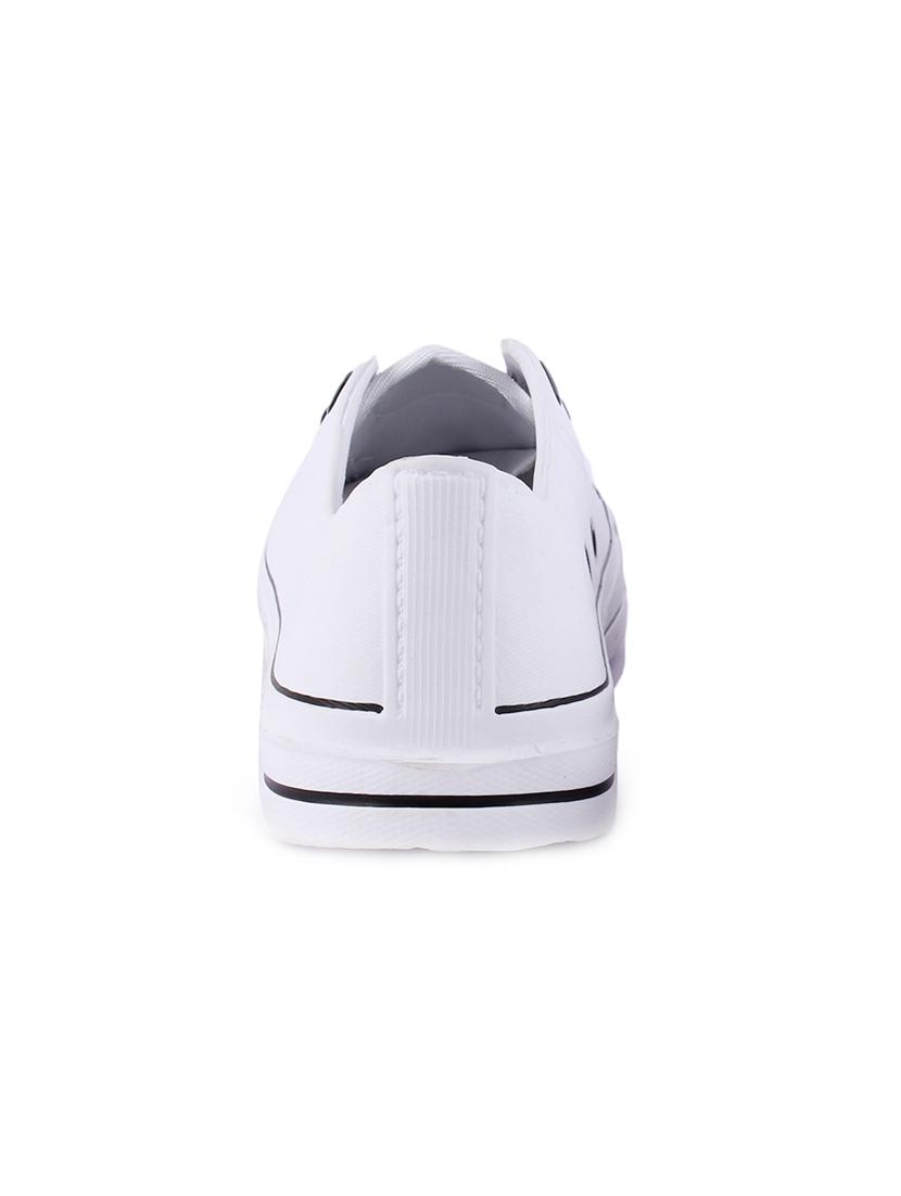 white leatherette laceup sneakers - 16915201 - Standard Image - 1