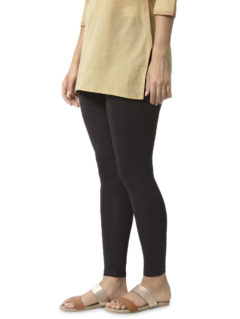 black solid ankle length legging - 16916567 - Standard Image - 1
