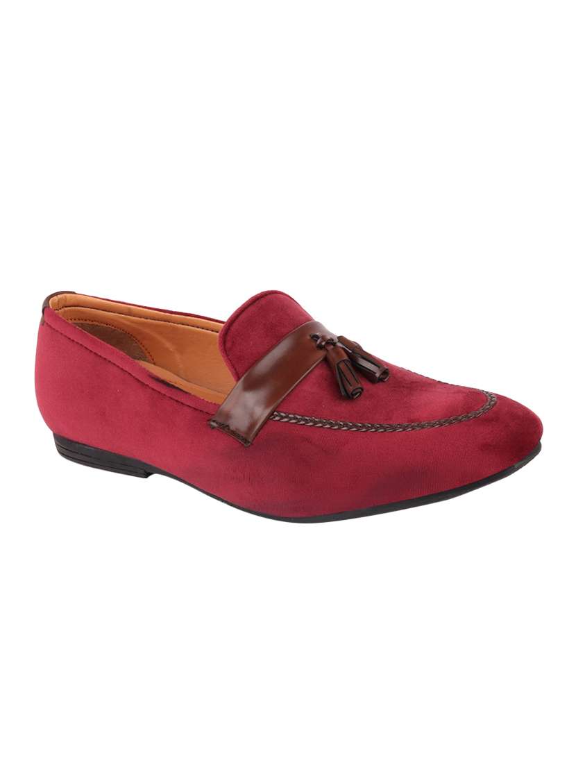 red slip on loafers