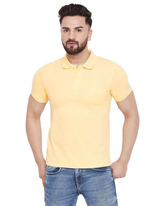 yellow solid polo t-shirt - 16918198 -  Standard Image - 0
