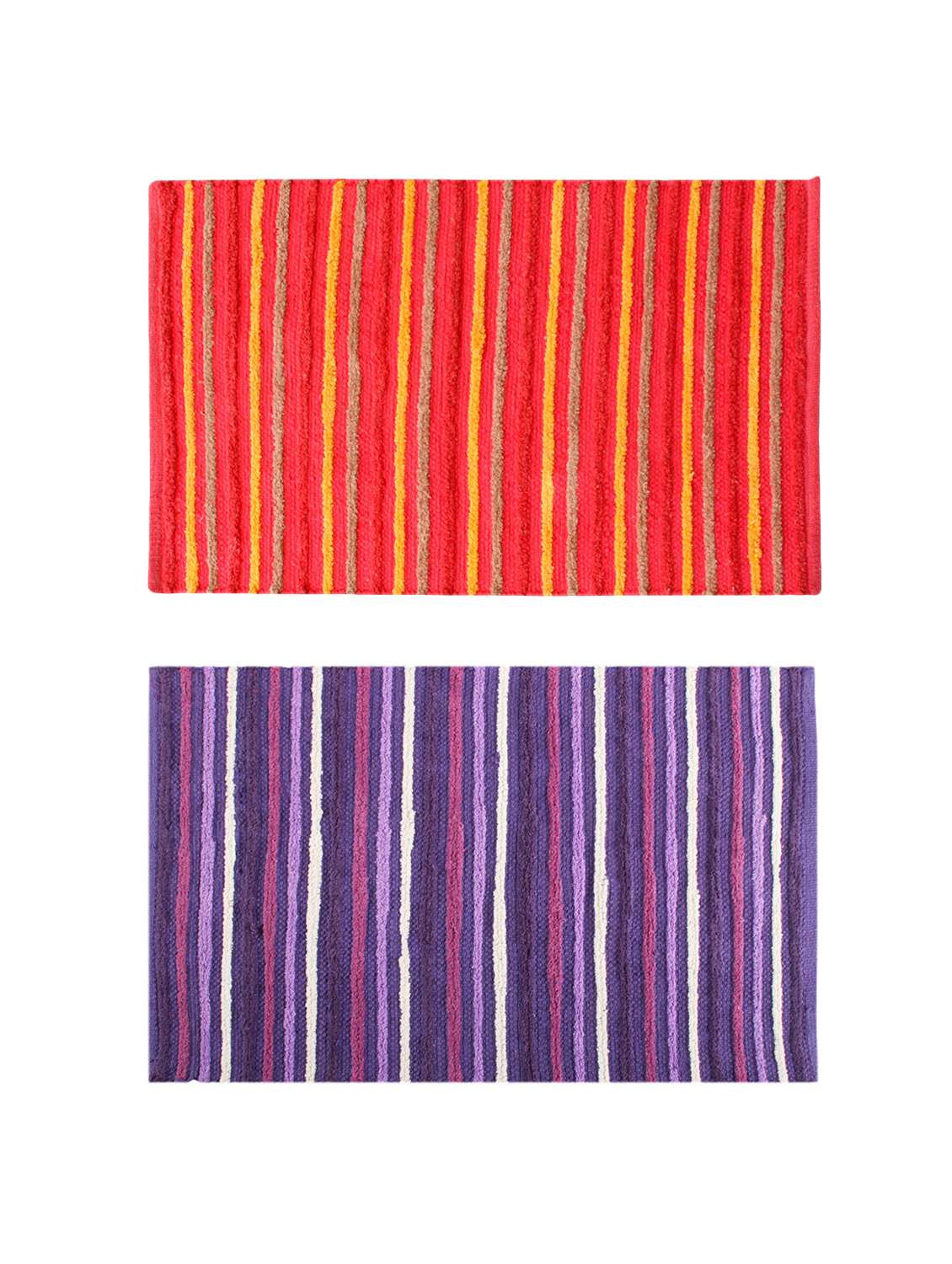 multicolor stipe soft cotton bathmat (pack of 2)