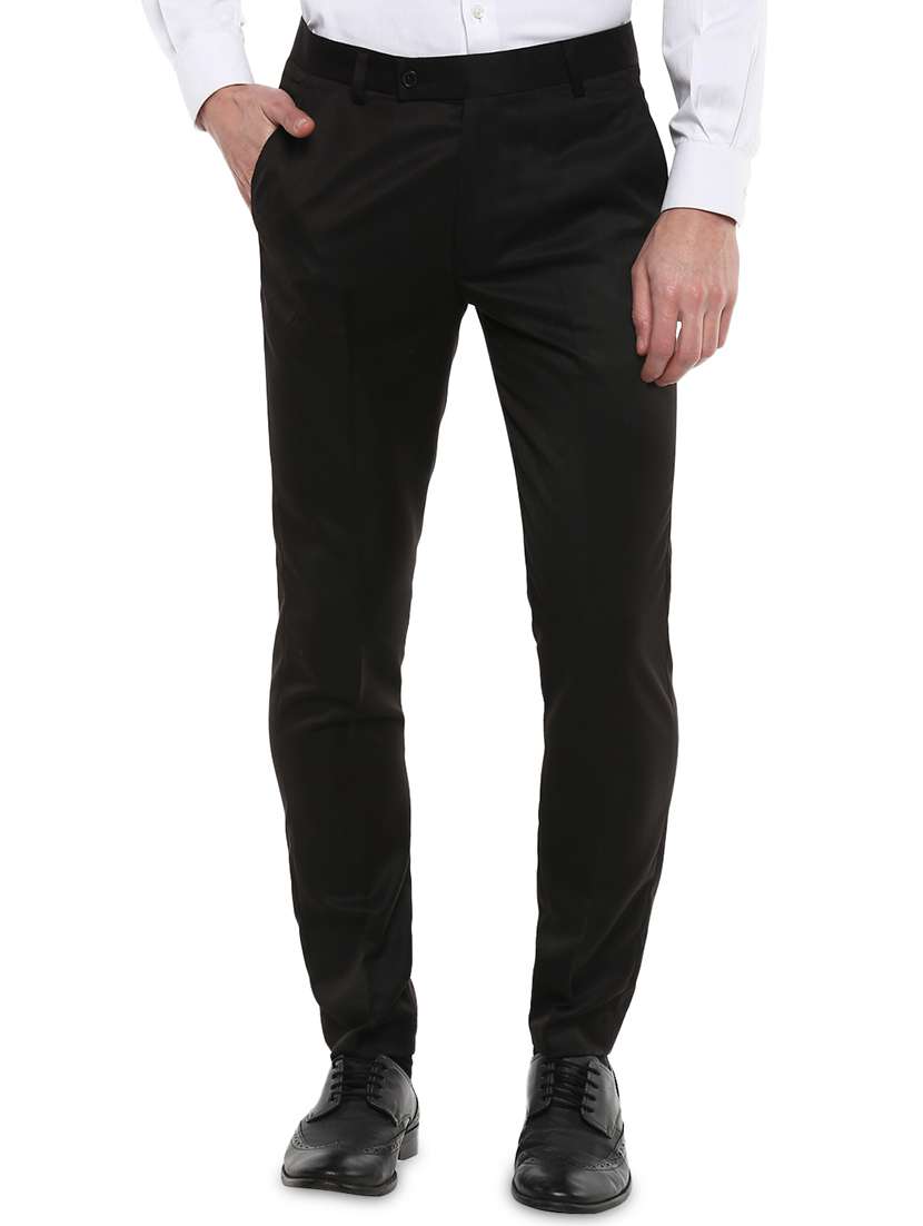 black solid flat front formal trouser