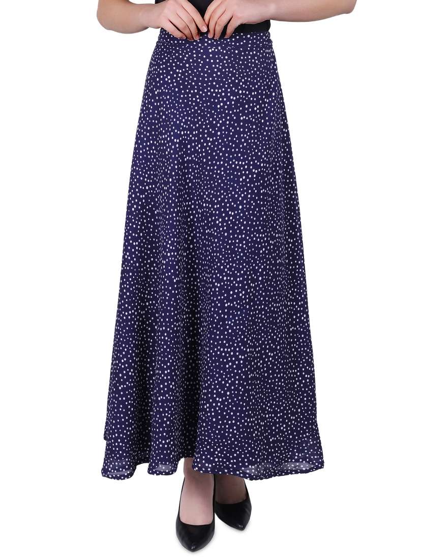 high rise polka dot flared skirt 