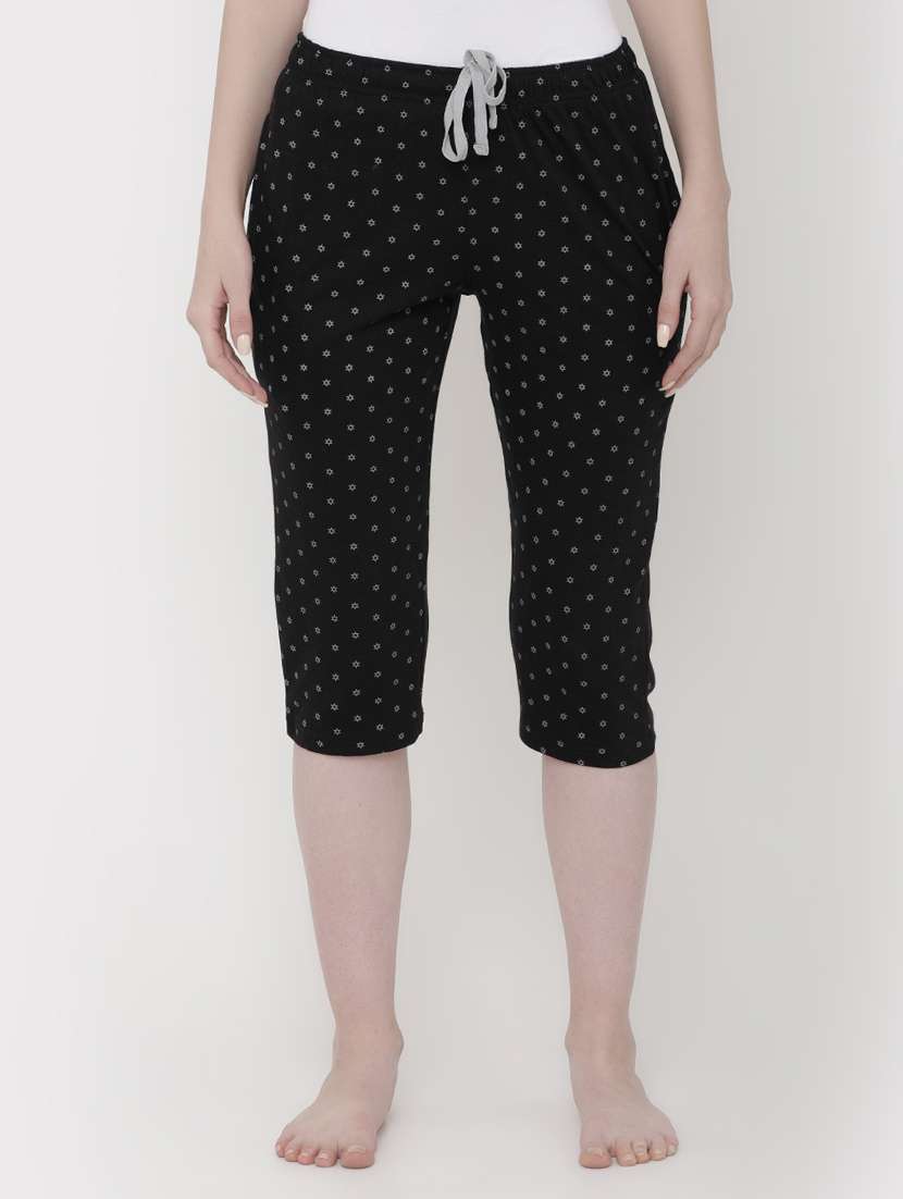 drawstring waist polka dot capri