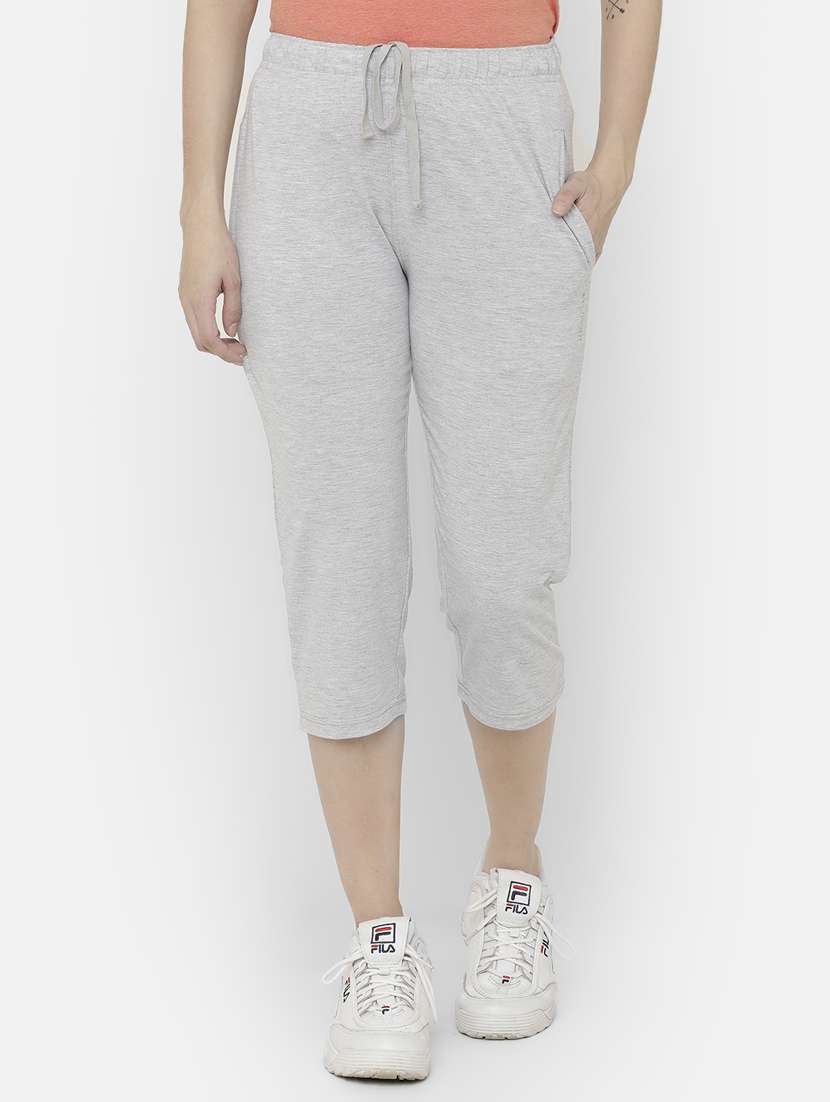 drawstring waist solid  capri 