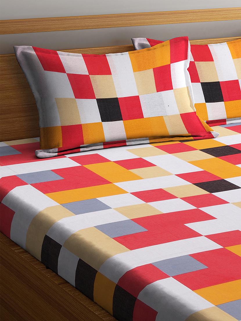 cotton double bedsheet with two pillow cover - 16919938 -  Standard Image - 1