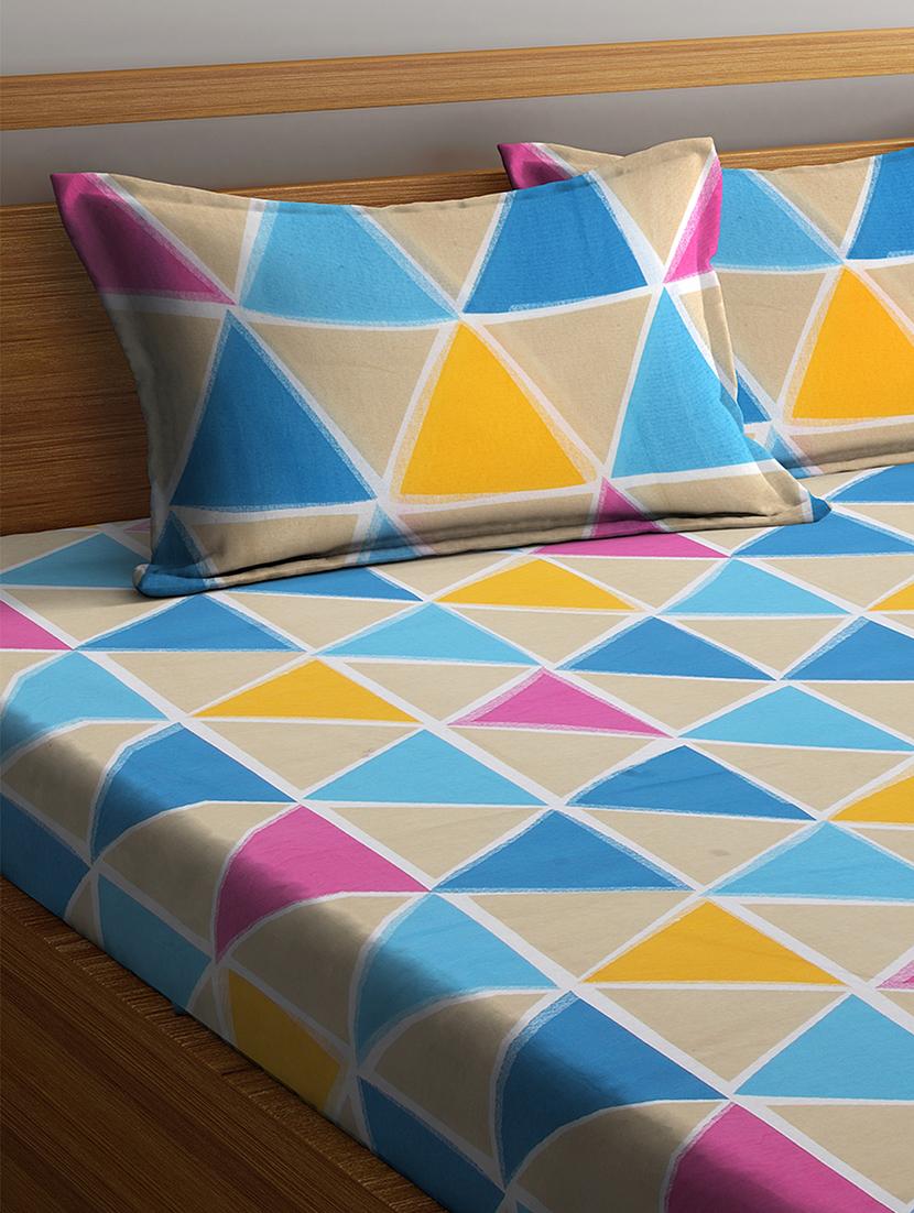 cotton double bedsheet with two pillow cover - 16919946 - Standard Image - 1