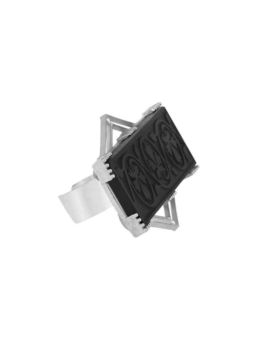 black silver finger ring