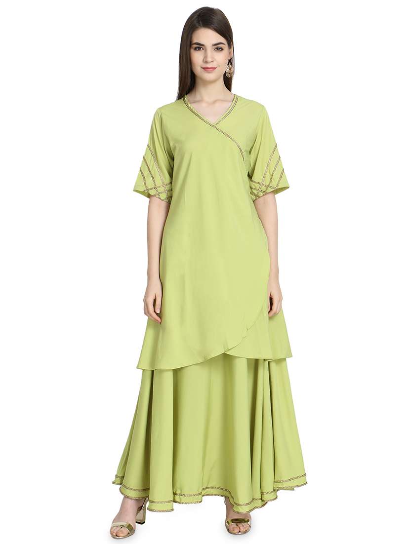 solid kurta skirt set