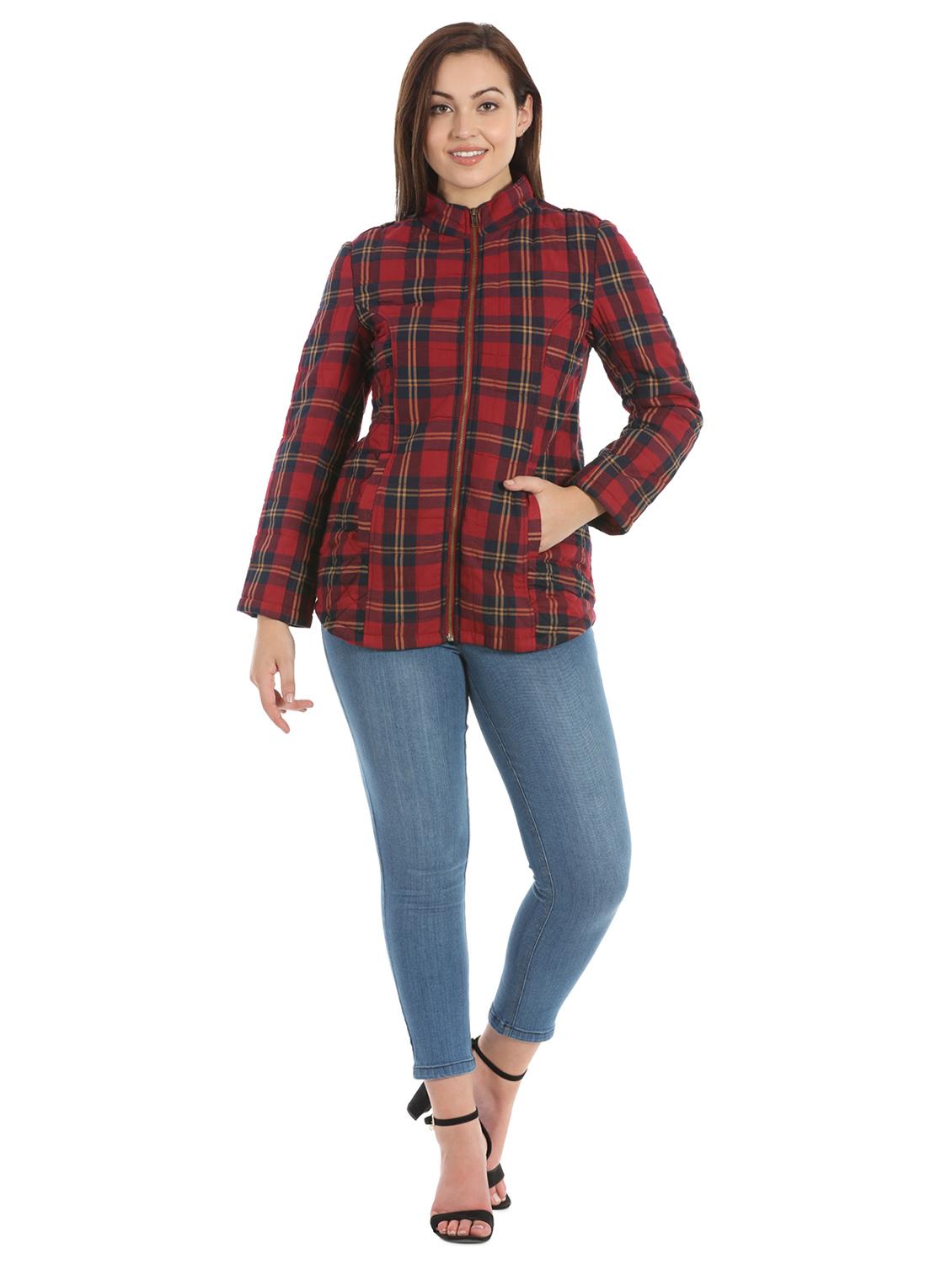mandarin neck checkered jacket - 16920863 - Standard Image - 4