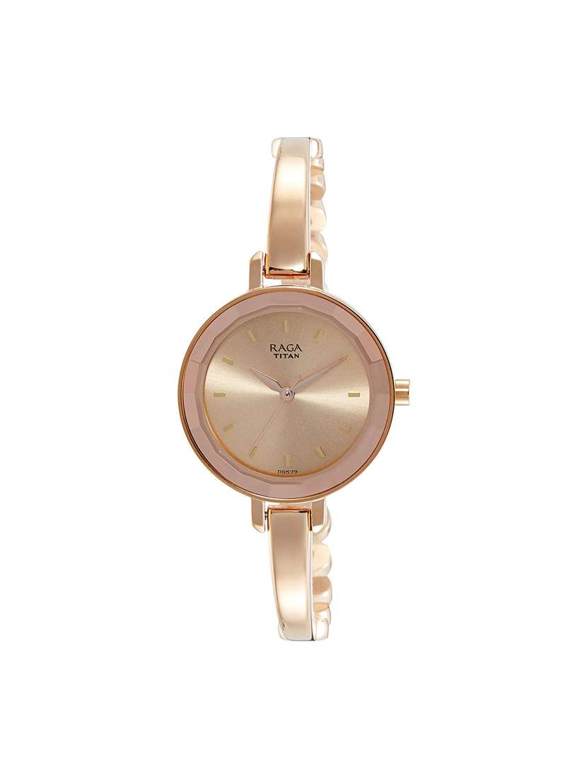 titan raga viva analog rose gold dial women's watch-2575wm01