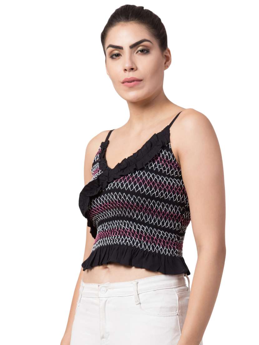 cami neck smocked crop top - 16921328 - Standard Image - 1