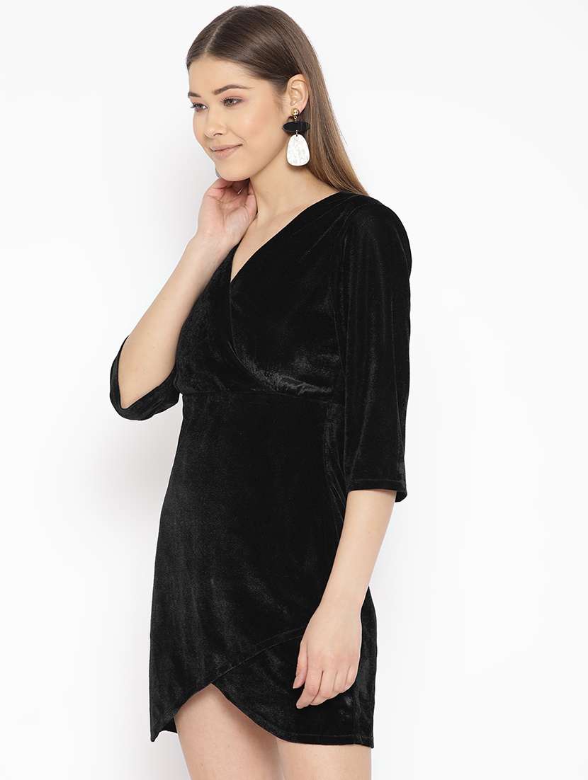 women's wrap solid dress - 16921430 -  Standard Image - 1