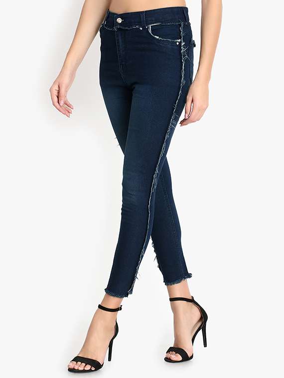 frayed detail high rise jeans  - 16921820 -  Standard Image - 1