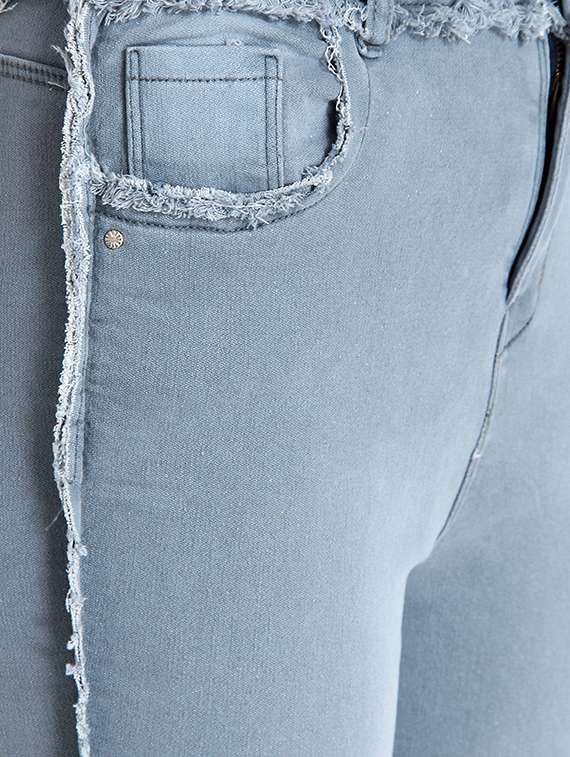 high rise frayed detail jeans  - 16921821 -  Standard Image - 4