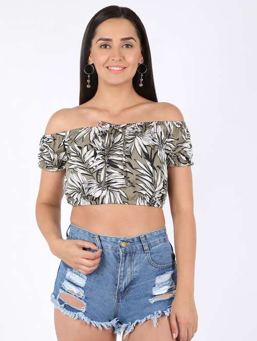 women's crop off shoulder top - 16922550 - Standard Image - 0