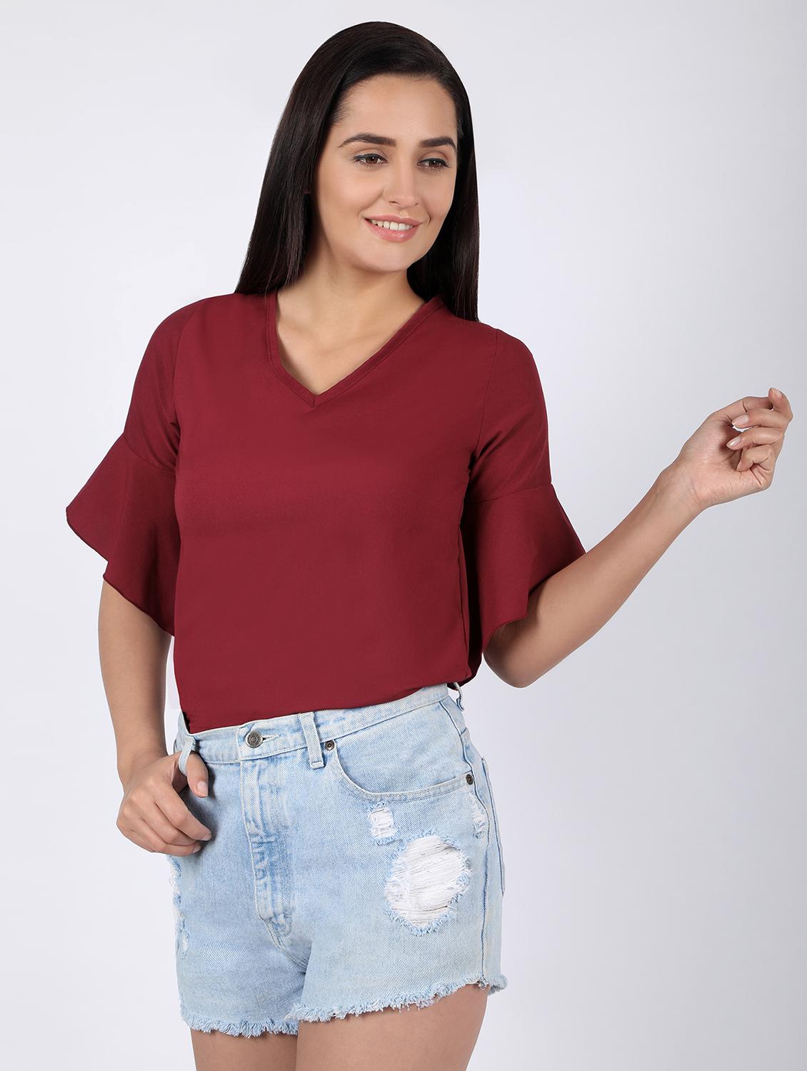 women's straight v neck top - 16922561 -  Zoom Image - 0