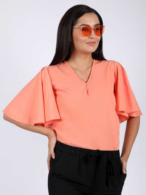 women's solid v neck top - 16922565 -  Standard Image - 0