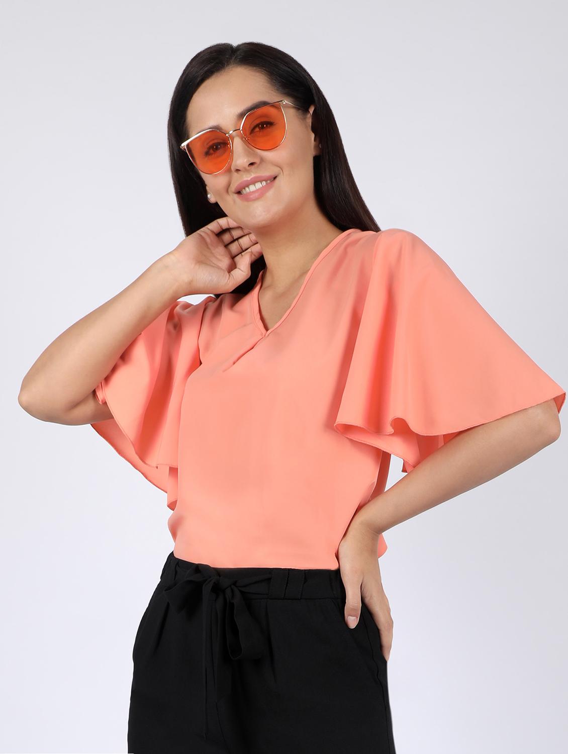 women's solid v neck top - 16922565 -  Standard Image - 1