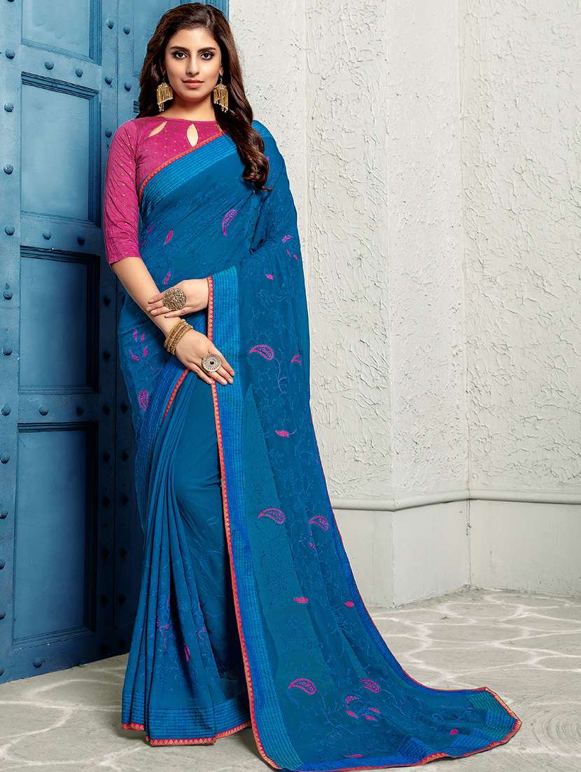tonal embroidered saree with blouse