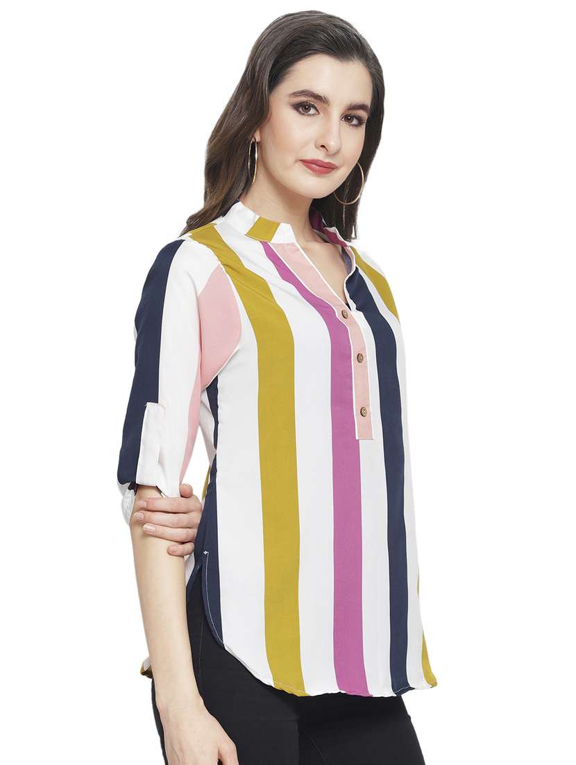 women's straight mandarin neck top - 16923514 -  Standard Image - 1