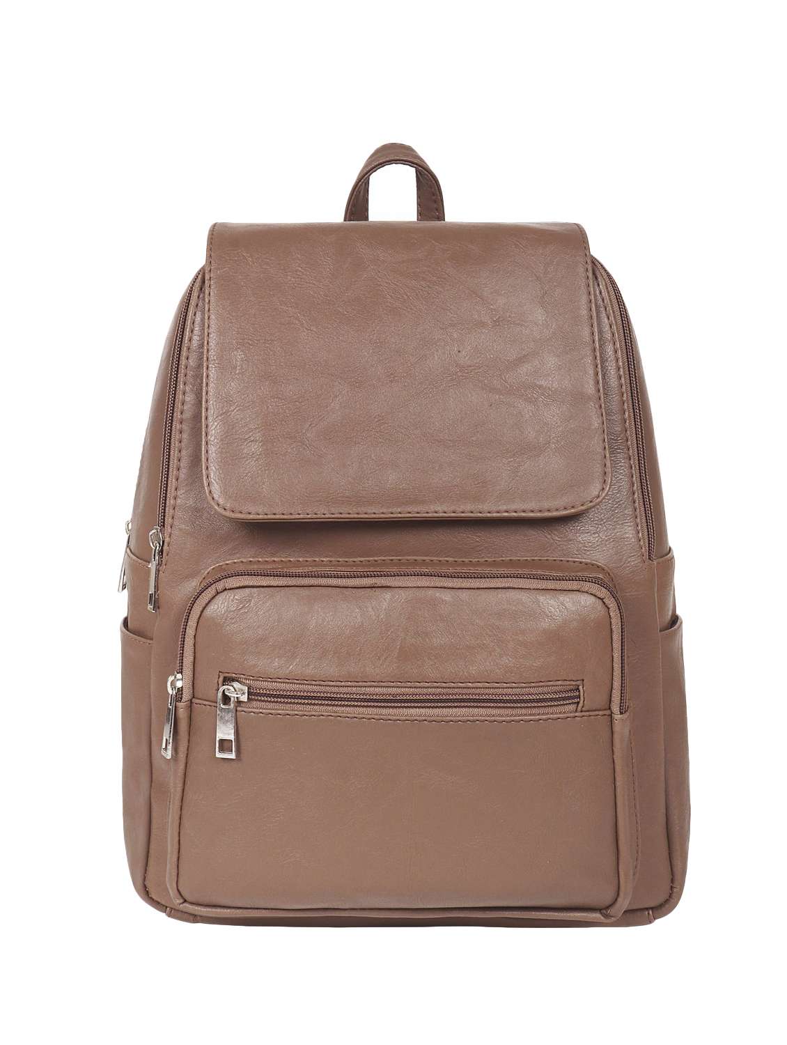 beige leatherette (pu) regular backpack