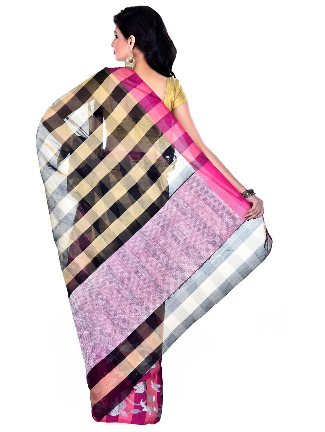 checkered banarasi saree with blouse - 16925356 - Standard Image - 1