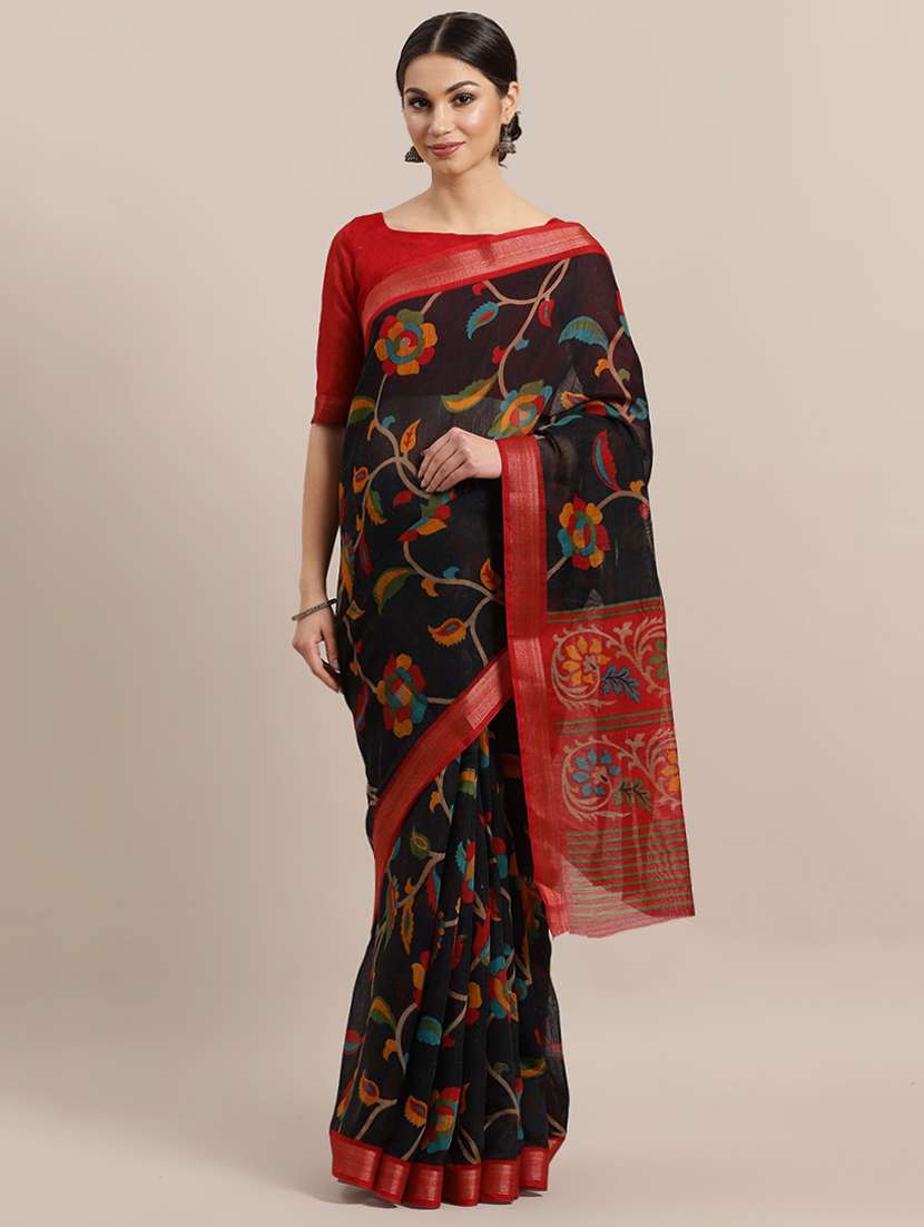 floral printed saree with blouse