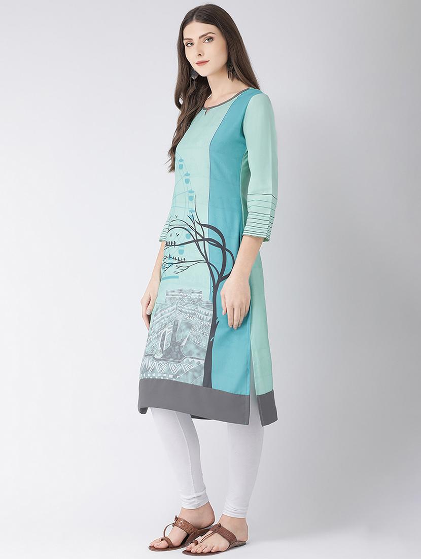 printed straight kurta - 16926224 - Standard Image - 1