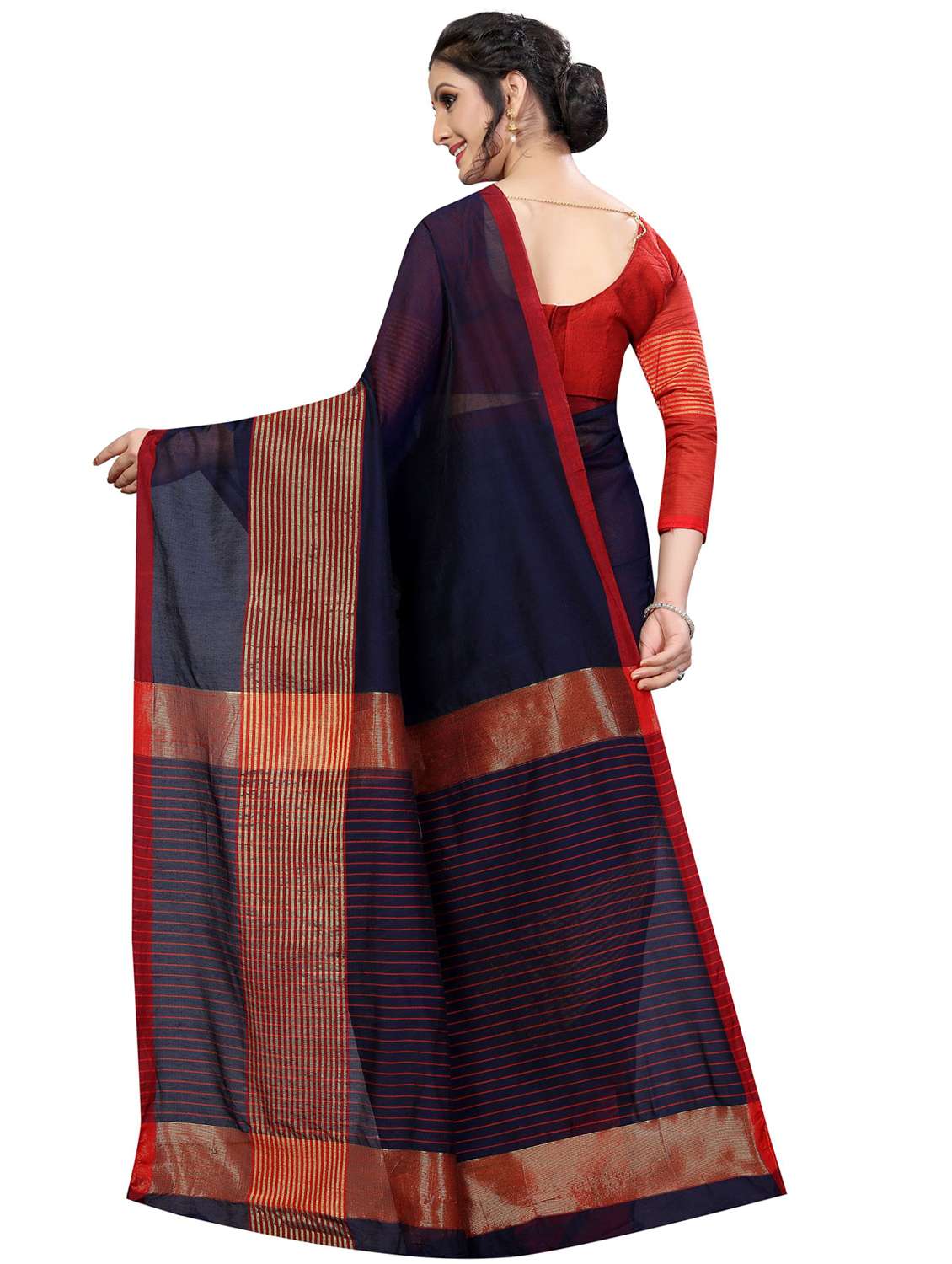 solid bordered woven saree - 16926900 -  Standard Image - 1