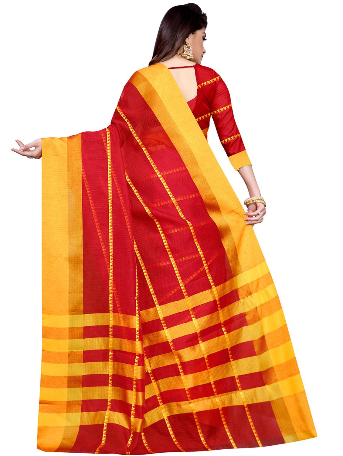 checkered woven saree with blouse - 16926911 -  Standard Image - 1