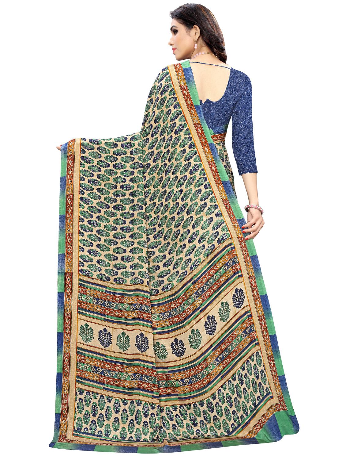 floral printed saree with blouse - 16927376 - Standard Image - 1