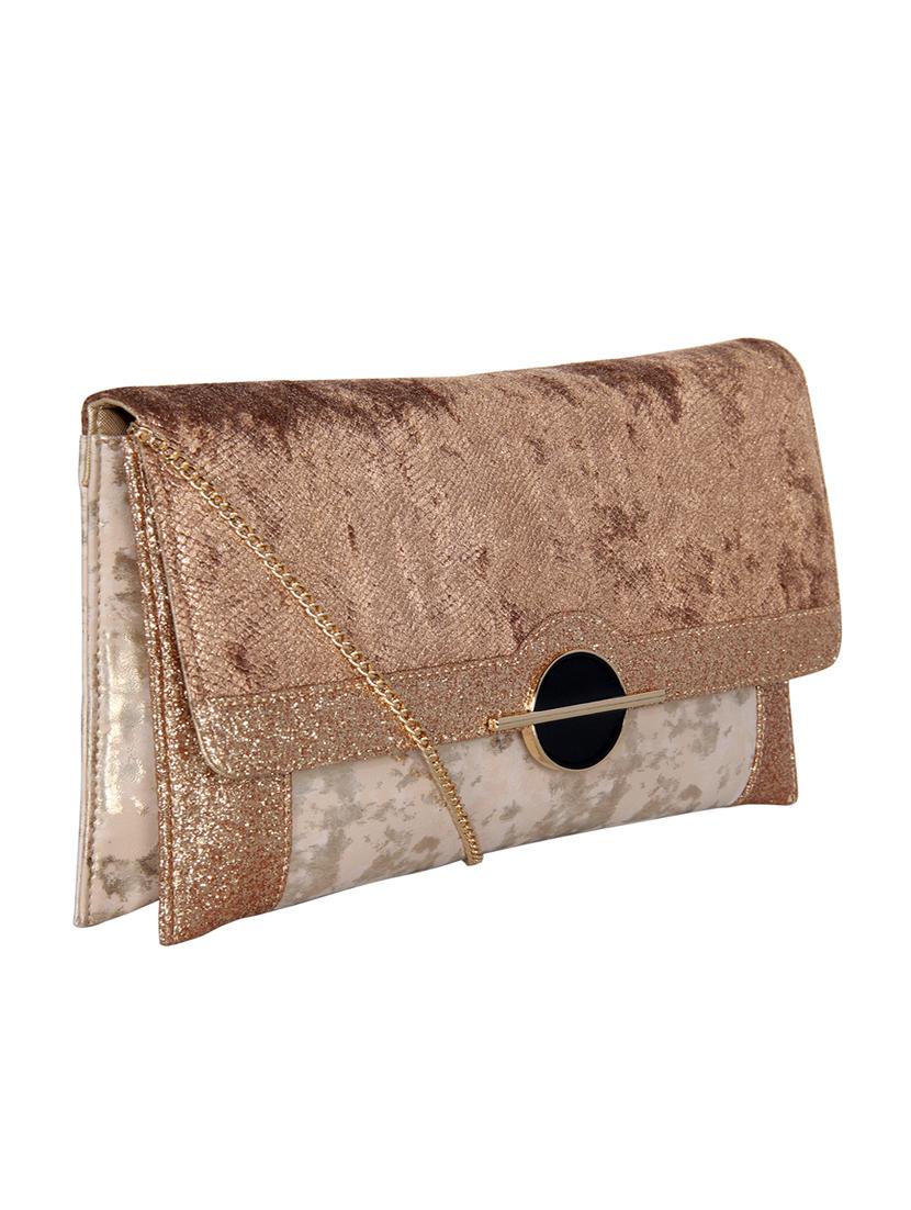 gold leatherette (pu) envelope clutch - 16928444 - Standard Image - 4